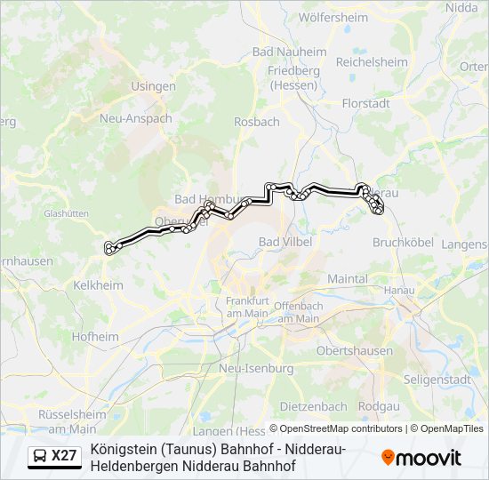 Автобус X27: карта маршрута