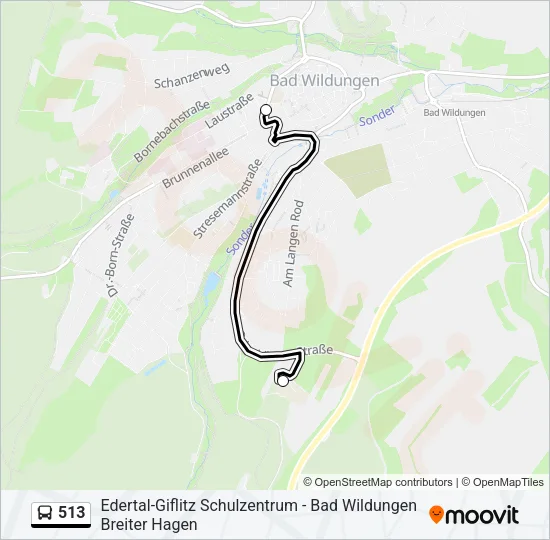 513 Bus Line Map