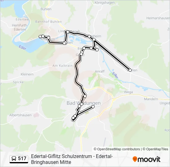 Автобус 517: карта маршрута