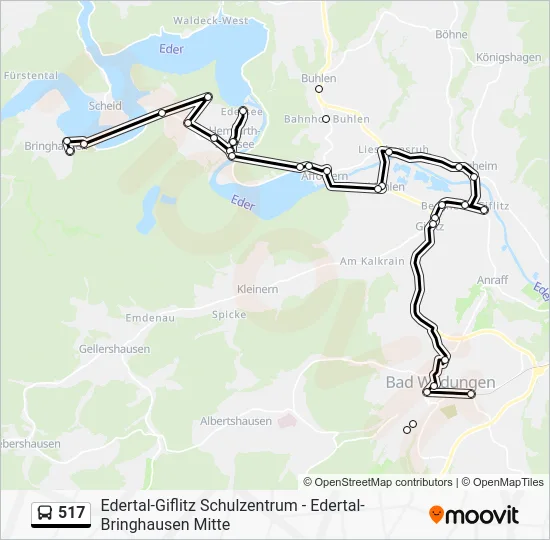 Автобус 517: карта маршрута