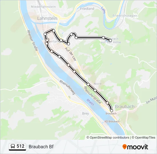 512 Bus Line Map