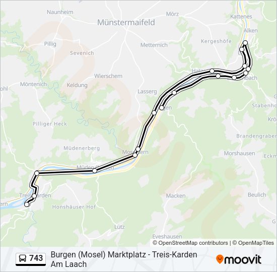 Автобус 743: карта маршрута