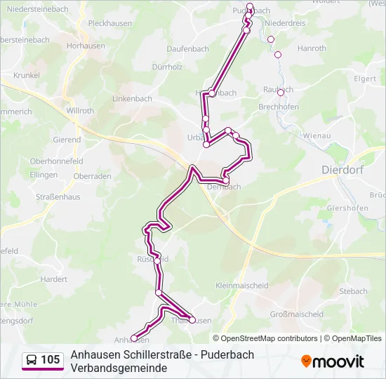 105 Bus Line Map