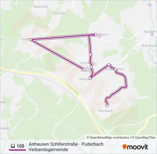 105 Bus Line Map