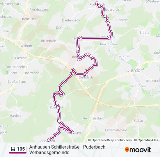 105 Bus Line Map