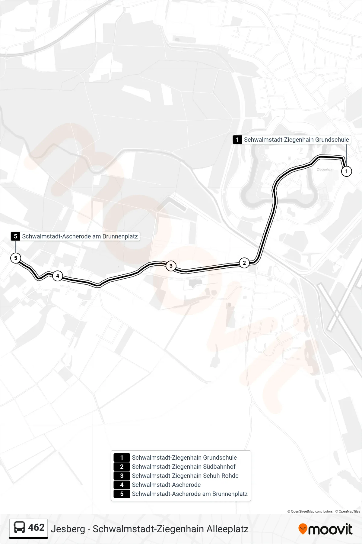 462 bus Line (Ascherode) route and stops on a map