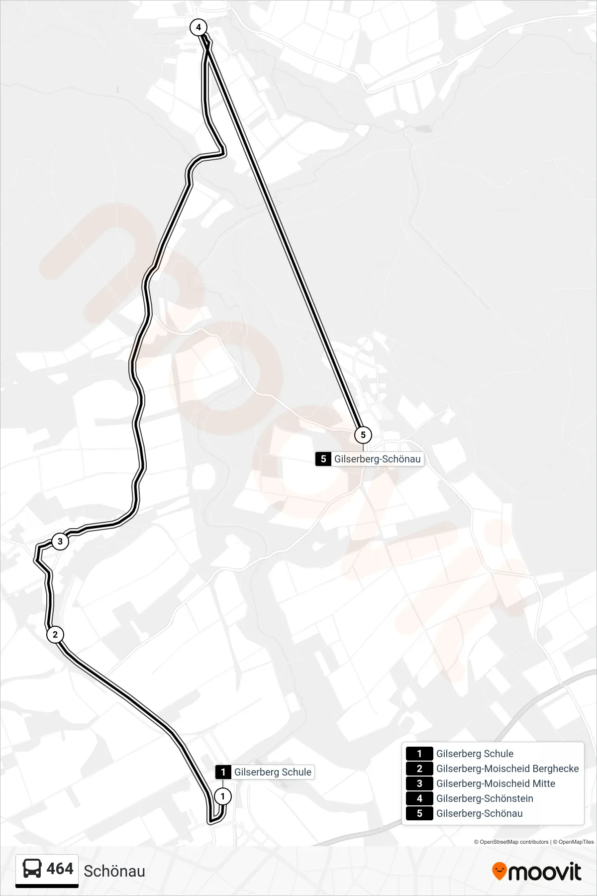Linie 464 (Bus) Richtung Schönau: Route und Haltestellen auf der Karte