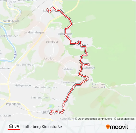 34 Bus Line Map