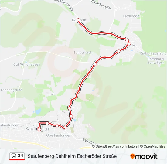 34 Bus Line Map