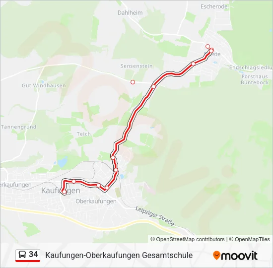 34 Bus Line Map