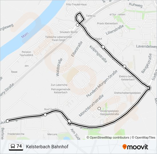 Автобус 74: карта маршрута