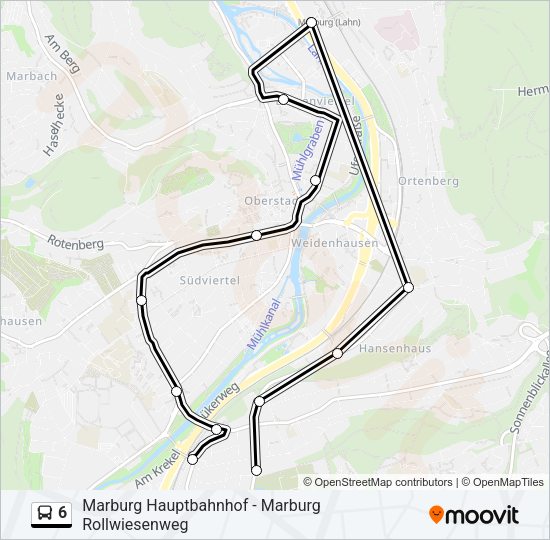 Автобус 6: карта маршрута
