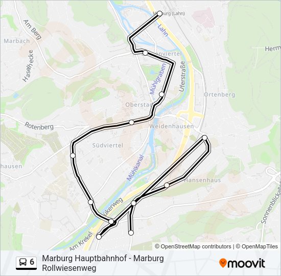 Автобус 6: карта маршрута