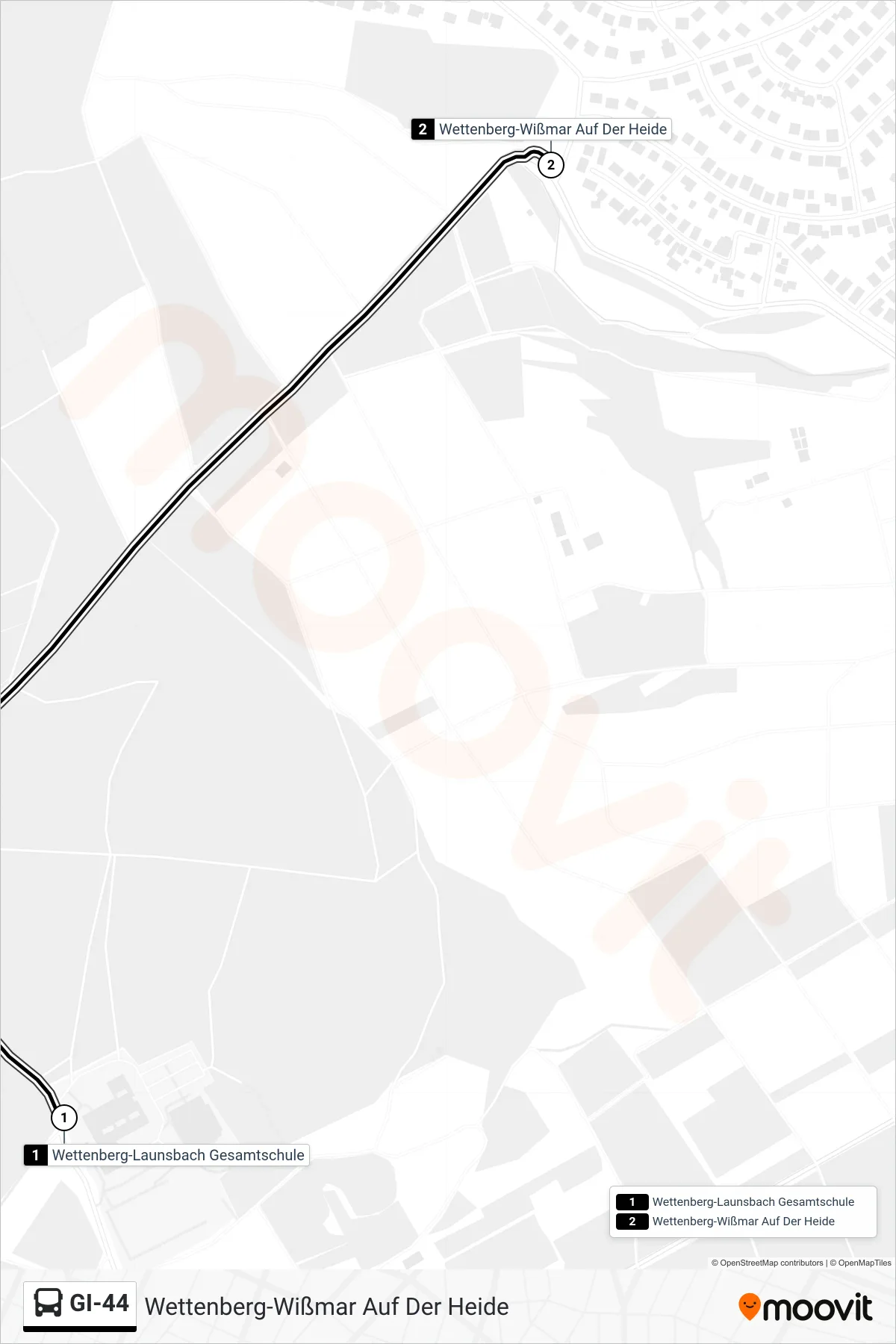 GI-44 bus Line (Wettenberg-Wißmar Auf Der Heide) route and stops on a map