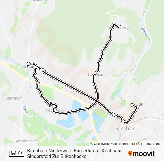 Автобус 77: карта маршрута