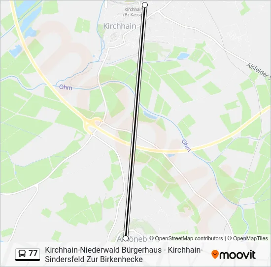 Автобус 77: карта маршрута