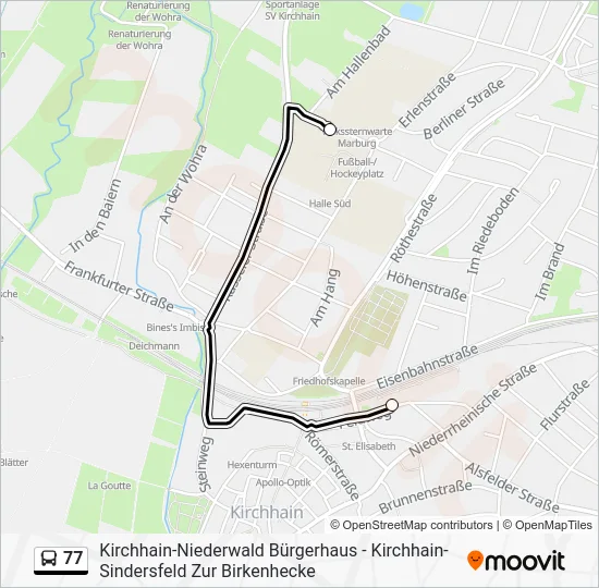 Автобус 77: карта маршрута