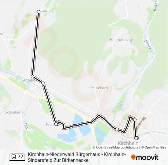 Автобус 77: карта маршрута