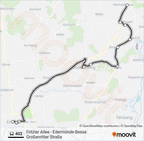 402 Route: Fahrpläne, Haltestellen & Karten - Fritzlar Via Gudensberg ...