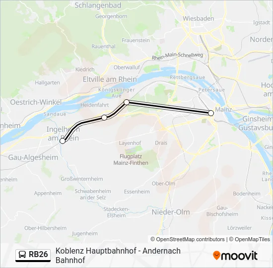 Автобус RB26: карта маршрута