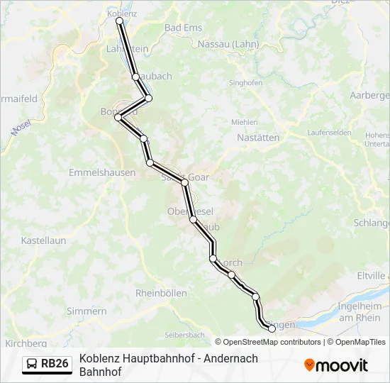 Автобус RB26: карта маршрута
