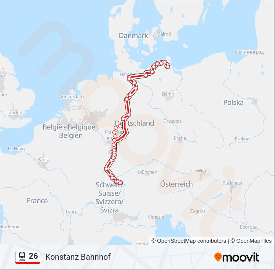 Поезд 26: карта маршрута