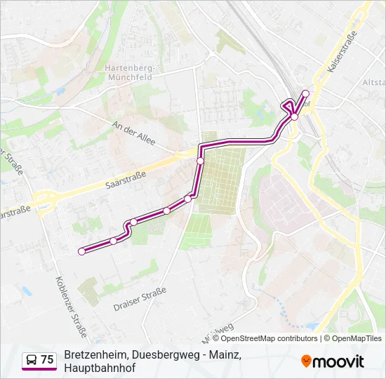 75 Bus Line Map
