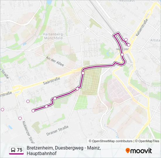 75 Bus Line Map