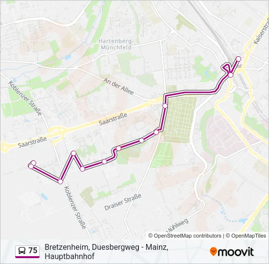 75 Bus Line Map