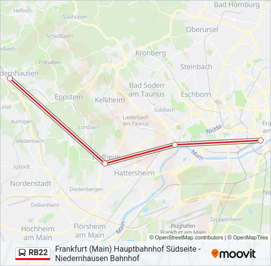 RB22 Bus Line Map
