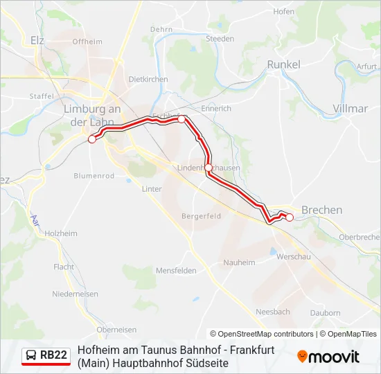 RB22 Bus Line Map