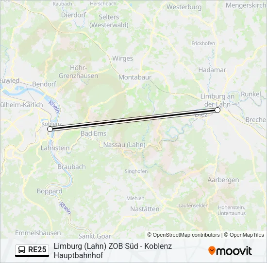 RE25 Bus Line Map