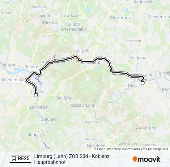 RE25 Bus Line Map