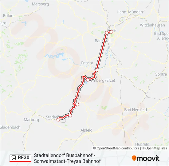 RE30 Bus Line Map