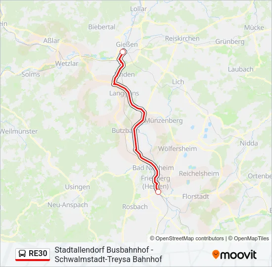 RE30 Bus Line Map