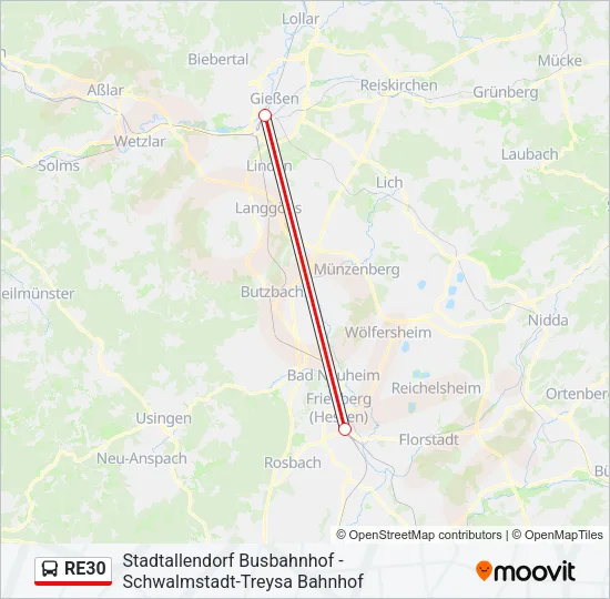 RE30 Bus Line Map