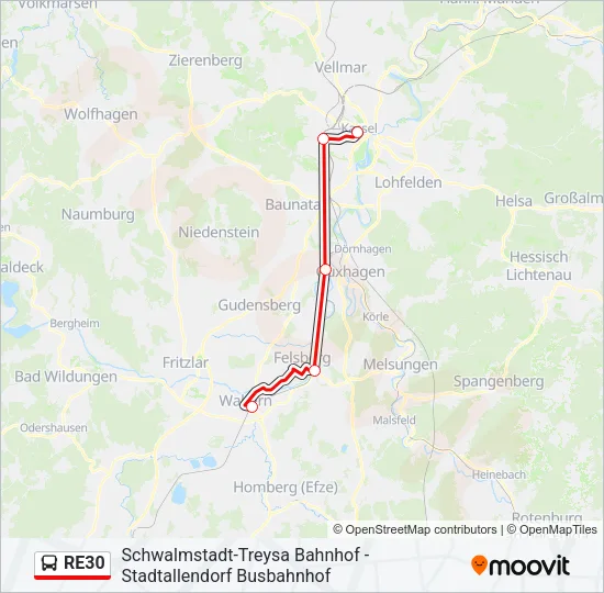 RE30 Bus Line Map