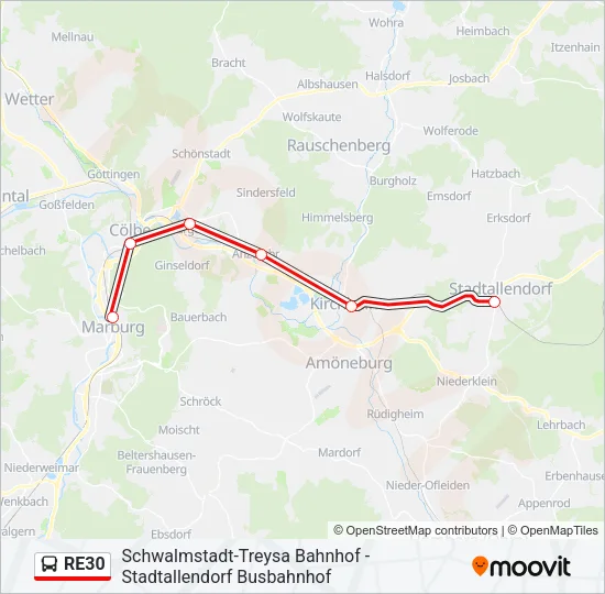 RE30 Bus Line Map