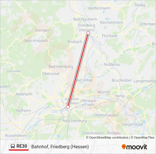 Автобус RE30: карта маршрута