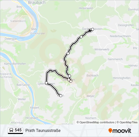 545 Bus Line Map