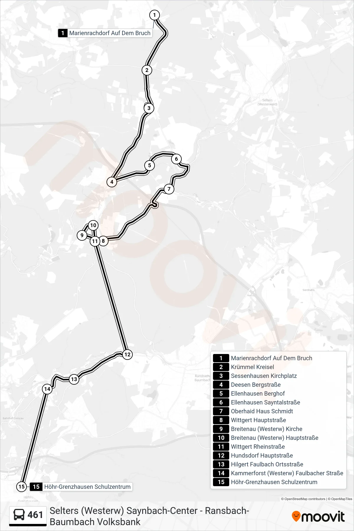 Linie 461 (Bus) Richtung Höhr-Grenzhausen Schulzentrum: Route und Haltestellen auf der Karte
