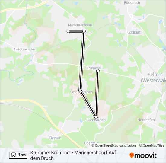 Автобус 956: карта маршрута