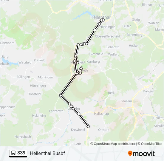 839 Bus Line Map