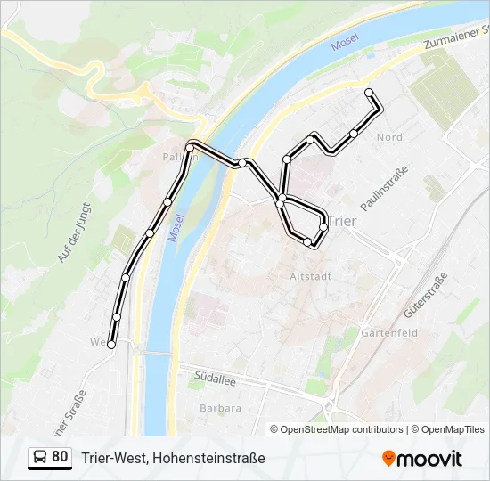 80 Bus Line Map