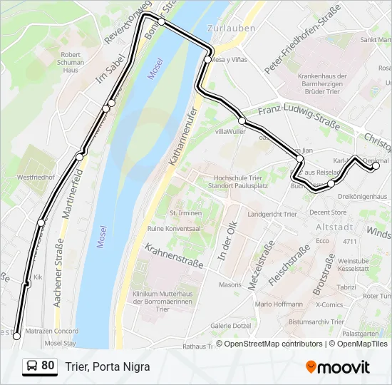 80 Bus Line Map