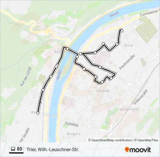 80 Bus Line Map
