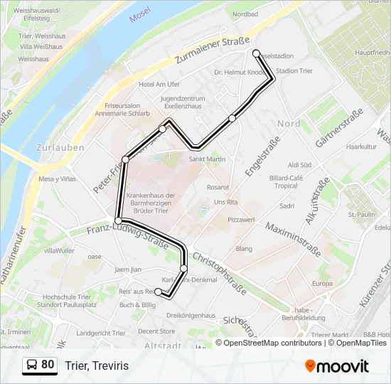 80 Bus Line Map