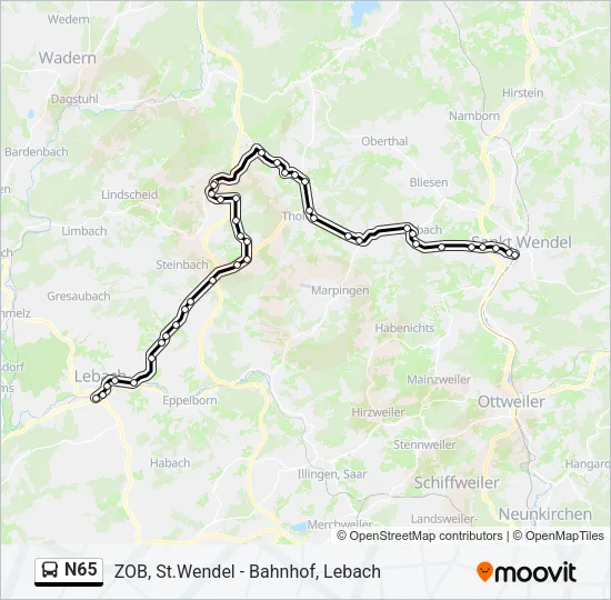 N65 Bus Line Map