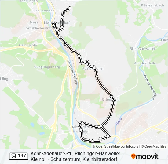 147 Bus Line Map