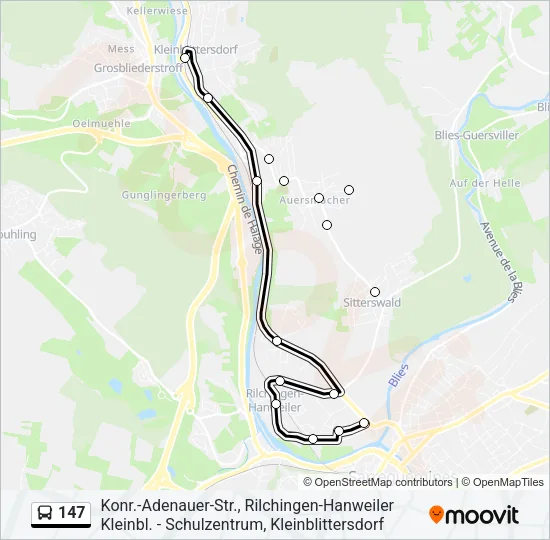 147 Bus Line Map